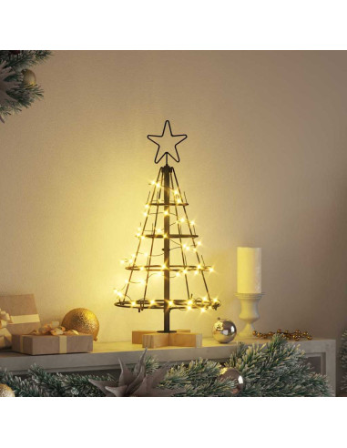 Albero a Cono di Natale con supporto Nero 60 cm Acciaio