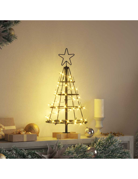 Albero a Cono di Natale con supporto Nero 60 cm Acciaio