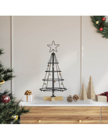 Albero a Cono di Natale con supporto Nero 60 cm Acciaio