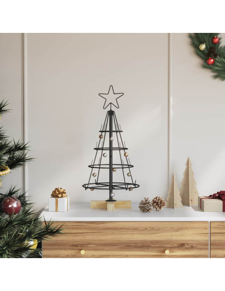 Albero a Cono di Natale con supporto Nero 60 cm Acciaio