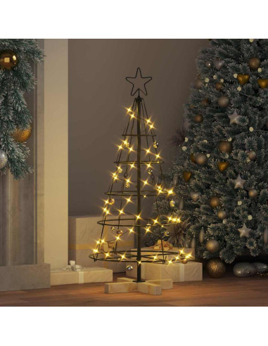 Albero a Cono di Natale con supporto Nero 90 cm Acciaio