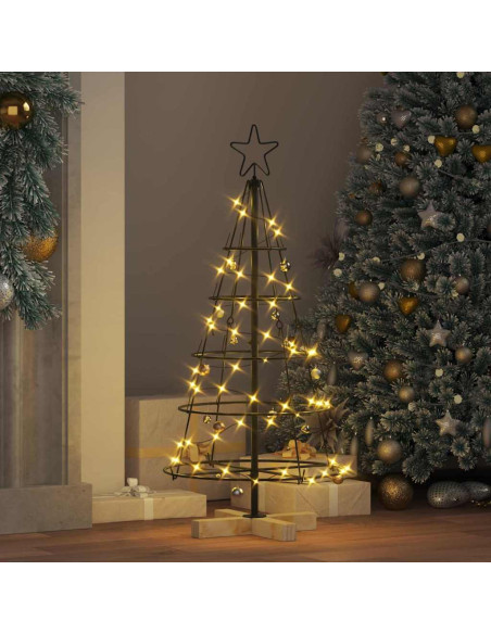 Albero a Cono di Natale con supporto Nero 90 cm Acciaio