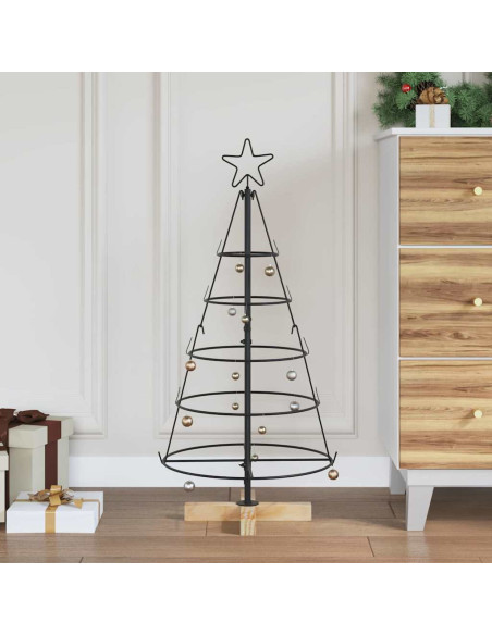 Albero a Cono di Natale con supporto Nero 90 cm Acciaio