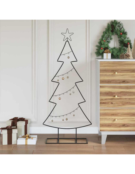 Albero di Natale in metallo con supporto Nero 125 cm Acciaio