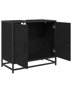 Armadio per Lavabo da Bagno Rovere Nero 65 x 33 x 60 cm