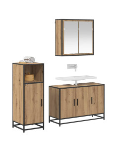 Set di mobili per il bagno con porta 3 pcs rovere artigianale