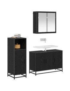 Set di mobili per il bagno 3 pcs Rovere nero 90 x 33 x 60 cm