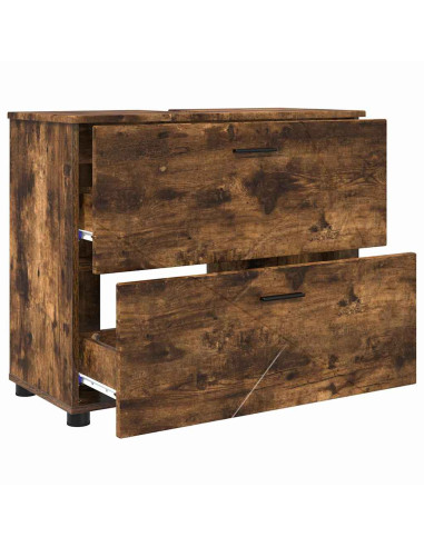 Set di mobili per il bagno 3 pz Rovere fumé 76,5 x 35 x 64 cm