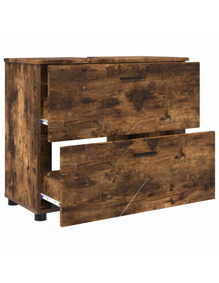 Set di mobili per il bagno 3 pcs Rovere fumo 76.5 x 35 x 64 cm