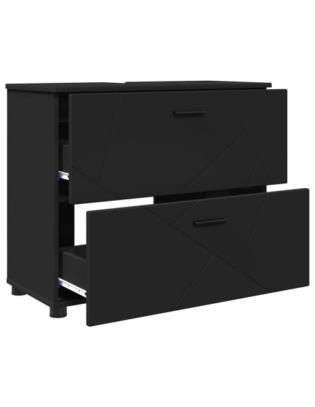 Set di mobili per il bagno 3 pcs Nero 76.5 x 35 x 64 cm