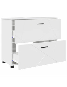 Set di mobili per il bagno con cassetto 3 pcs Bianco lucido