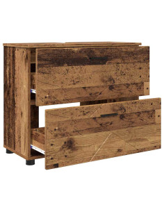 Set di mobili per il bagno con cassetto 3 pcs Legno vecchio