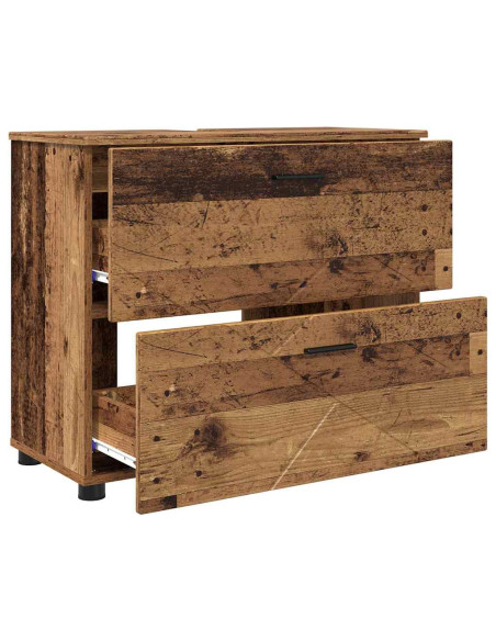Set di mobili per il bagno con cassetto 3 pcs Legno vecchio