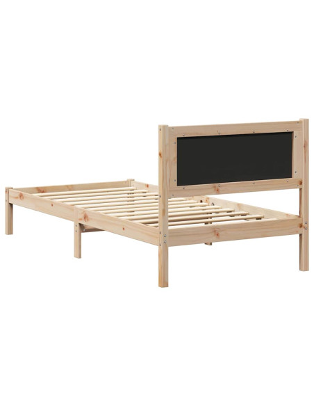 Letto con Testiera Rivestita Nero 90 x 190 cm Pino massello