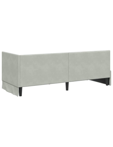 Cornice del letto ad angolo Grigio chiaro 80 x 200 cm Velluto