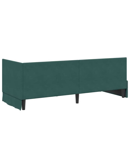 Cornice del letto ad angolo Verde scuro 80 x 200 cm Velluto