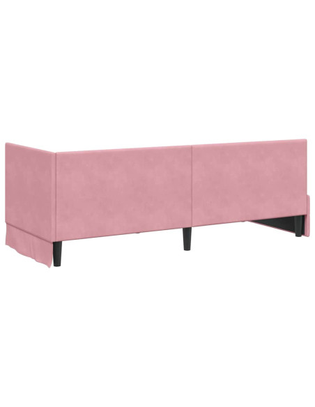 Cornice del letto ad angolo Rosa 80 x 200 cm Velluto