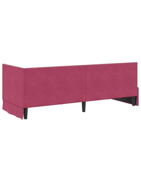 Cornice del letto ad angolo Rosso vino 80 x 200 cm Velluto