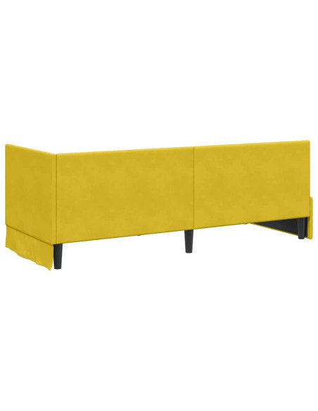 Cornice del letto ad angolo Giallo 80 x 200 cm Velluto