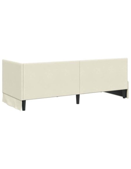 Cornice del letto ad angolo Crema 80 x 200 cm Velluto