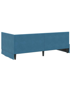 Cornice del letto ad angolo Blu 100 x 200 cm Velluto