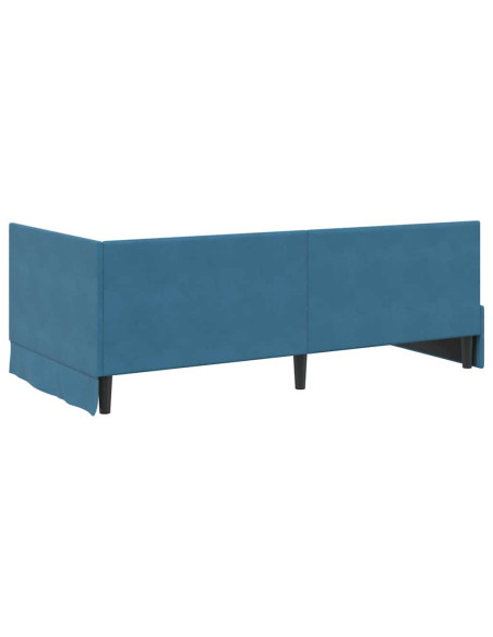 Cornice del letto ad angolo Blu 100 x 200 cm Velluto