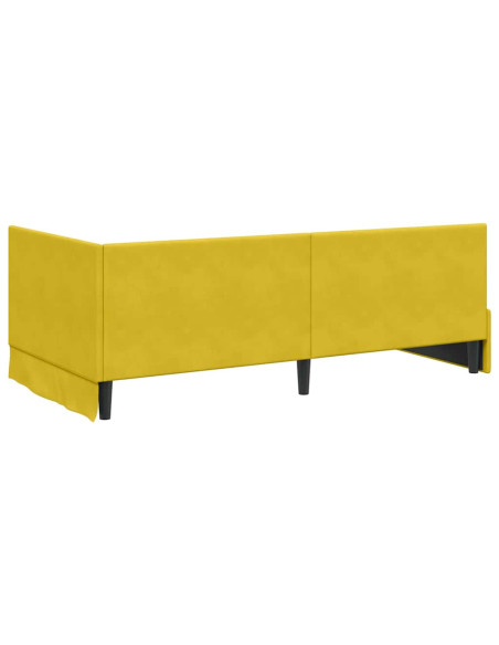Cornice del letto ad angolo Giallo 100 x 200 cm Velluto