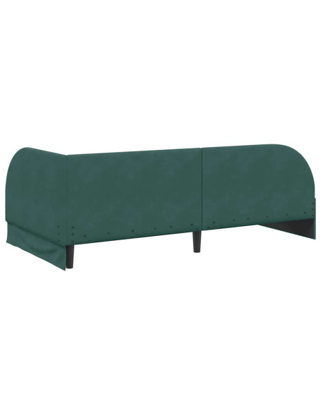 Cornice del letto ad angolo Verde scuro 90 x 190 cm Velluto