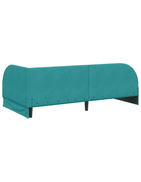 Cornice del letto ad angolo Turchese 90 x 190 cm Velluto