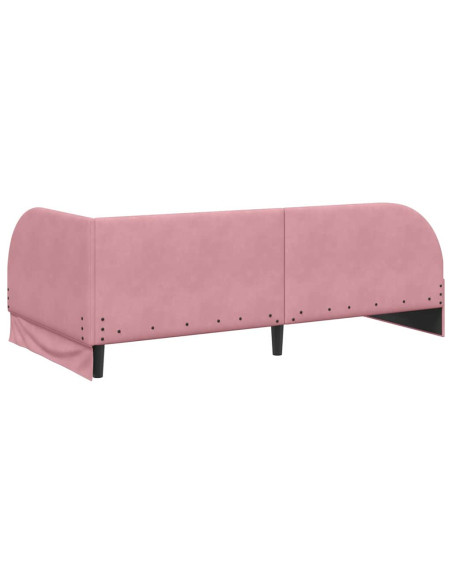 Cornice del letto ad angolo Rosa 100 x 200 cm Velluto