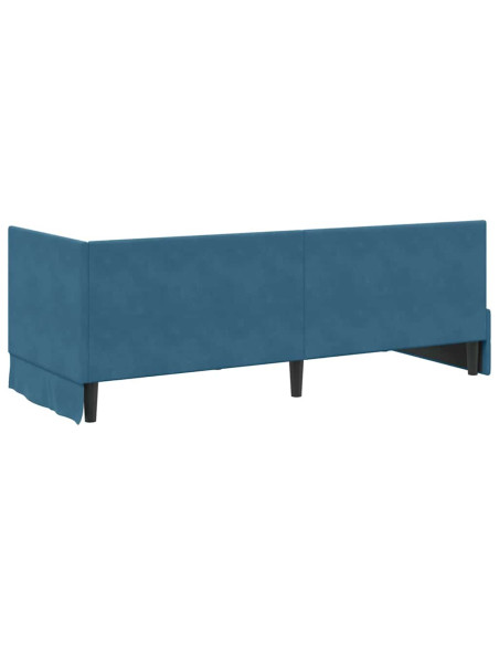 Cornice del letto ad angolo Blu 80 x 200 cm Velluto