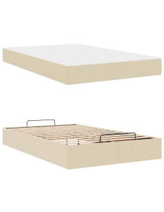 Struttura del letto con materasso Crema 120 x 200 cm Tessuto