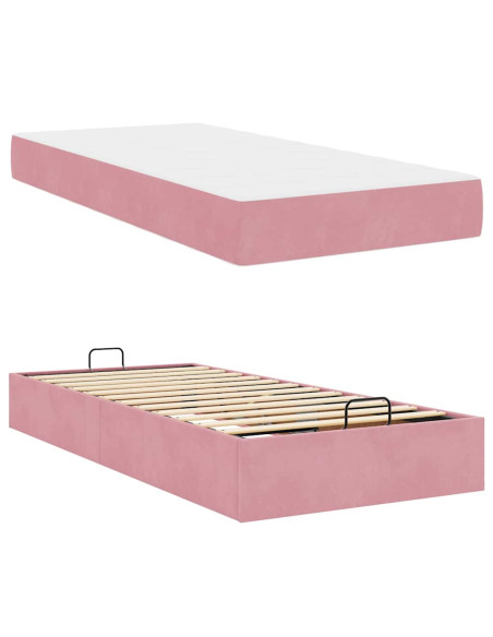 Struttura del letto con materasso Rosa 80 x 200 cm Velluto
