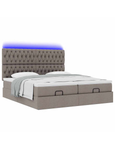 Struttura Letto Pouf con Materassi Tortora 160x200cm in Tessuto