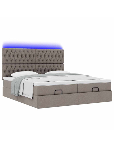 Struttura Letto Pouf con Materassi Tortora 160x200cm in Tessuto