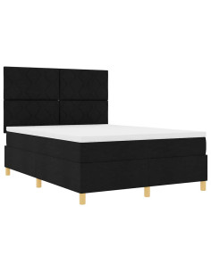 Letto a molle con testiera Nero 140 x 190 cm Tessuto