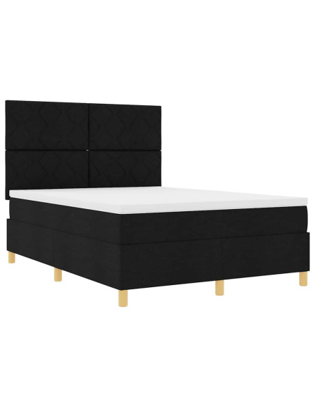 Letto a molle con testiera Nero 140 x 190 cm Tessuto