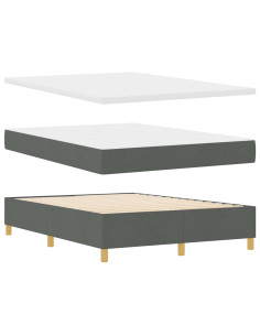 Letto a molle con testiera Grigio scuro 190 x 140 cm Tessuto