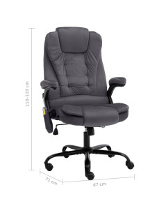 Sedia da Ufficio Massaggiante Grigio Scuro in Velluto