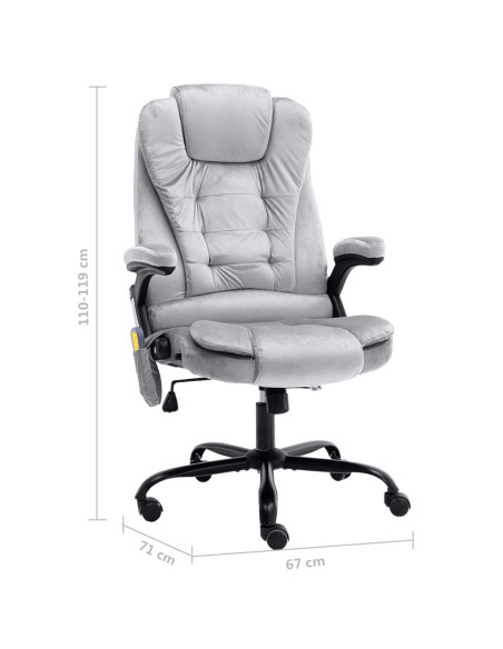 Sedia da Ufficio Massaggiante Grigio Chiaro in Velluto