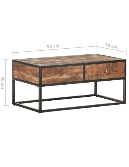 Tavolino da Salotto 90x50x40 cm in Legno di Acacia Grezzo