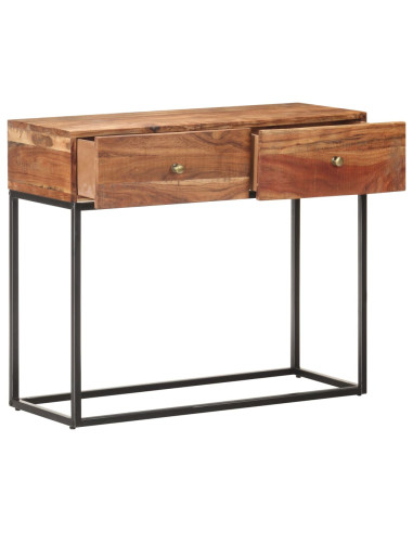 Tavolo Consolle 90x35x75 cm in Legno Grezzo di Acacia