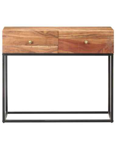 Tavolo Consolle 90x35x75 cm in Legno Grezzo di Acacia