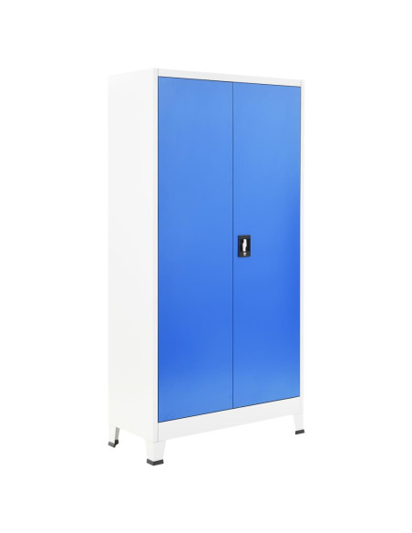 Armadietto con 2 Ante in Metallo 90x40x180 cm Grigio e Blu