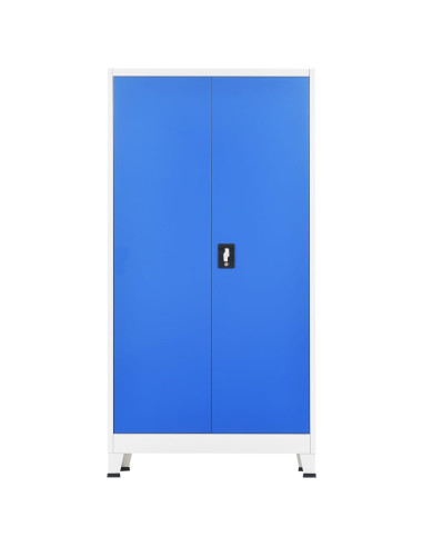 Armadietto con 2 Ante in Metallo 90x40x180 cm Grigio e Blu