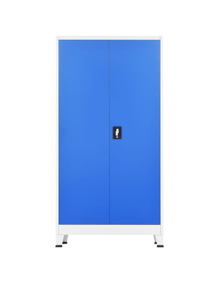 Armadietto con 2 Ante in Metallo 90x40x180 cm Grigio e Blu