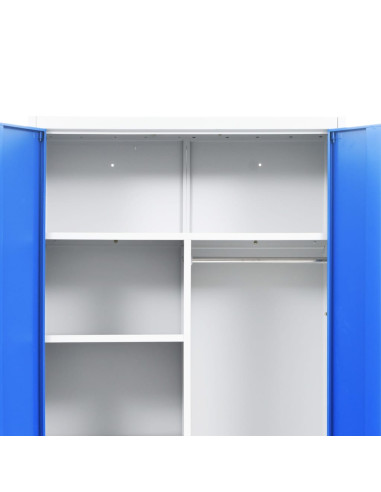 Armadietto con 2 Ante in Metallo 90x40x180 cm Grigio e Blu