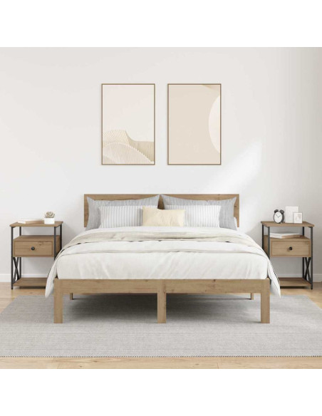 Armadio da Notte 2 pcs rovere artigianale 40 x 42 x 55 cm