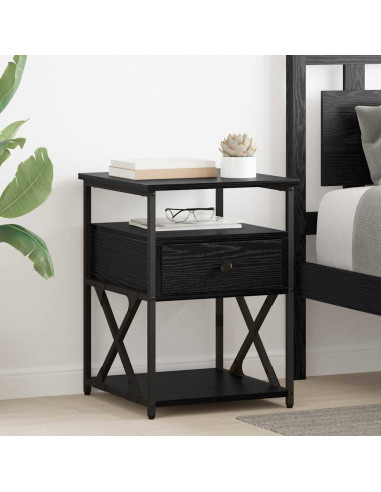 Armadio da Notte con cassetto 2 pcs Rovere nero 40 x 42 x 55 cm