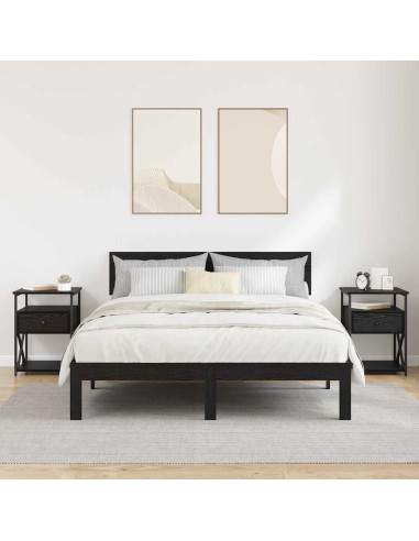 Armadio da Notte con cassetto 2 pcs Rovere nero 40 x 42 x 55 cm